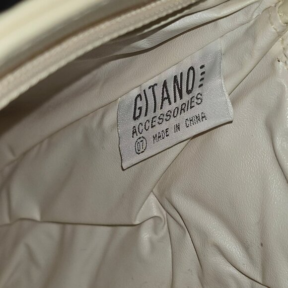 Vintage 1980s Gitano Accessories Off White Quilted Vegan Leather Shoulder Bag To - Picture 5 of 5